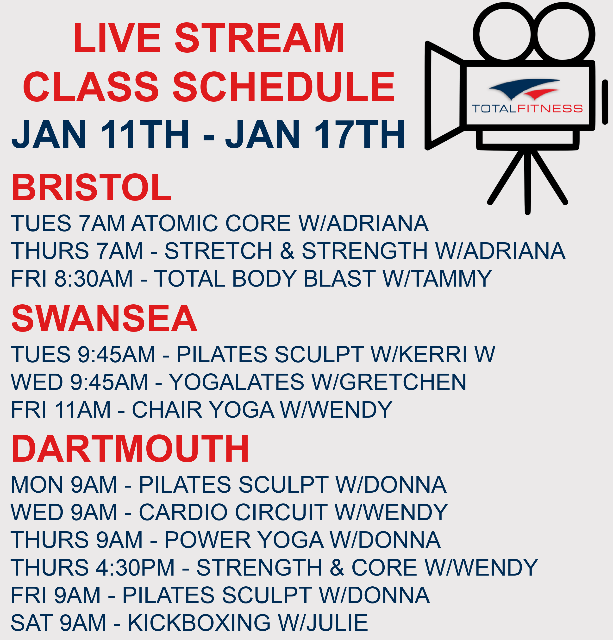 Facebook Live Group Fitness Class Schedule Totalfitnessclubs Com